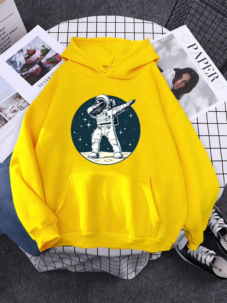 Let'S Start Our Journey To The Moon Printed Hoody Female Casual Street Hoodie Crewneck Fleece Clothing Autumn Pocket Pullover