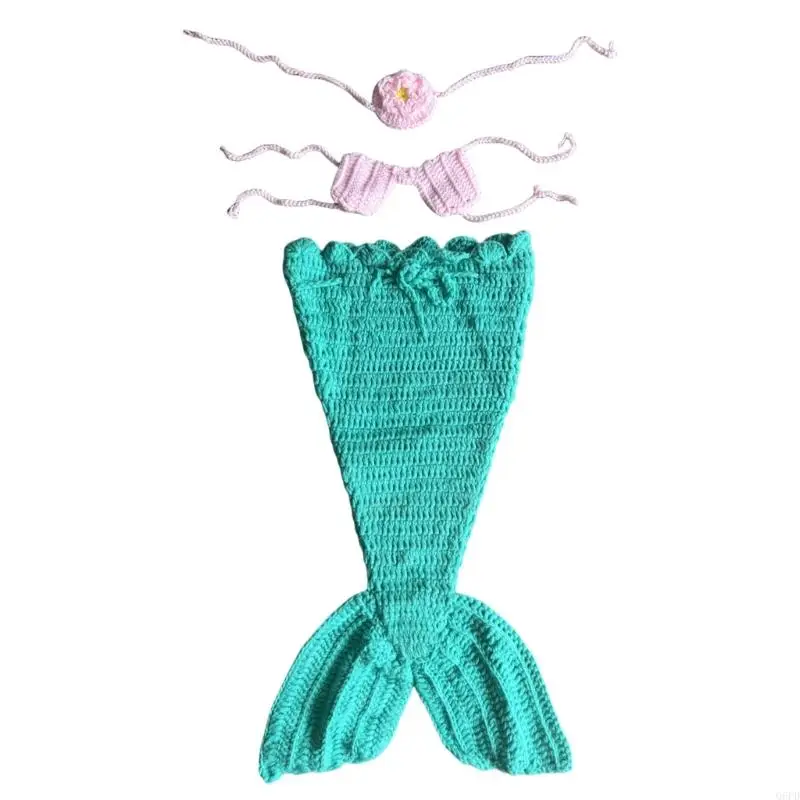 

1 Set Newborns Sea-maiden Photo Props Knitting Dress & Headban for Celebrations