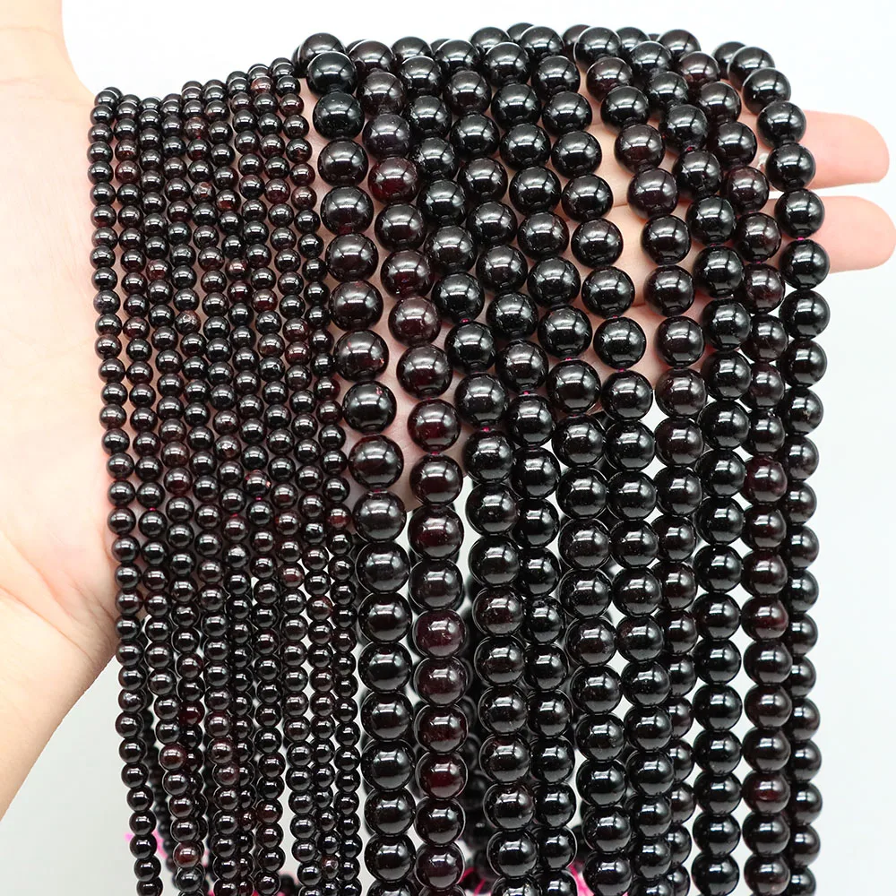 4/6/8/10mm Natural Red Garnet Stone Bead for Jewelry Making Smooth Round Gemstone Diy Beads for Bracelet Necklace Accessories