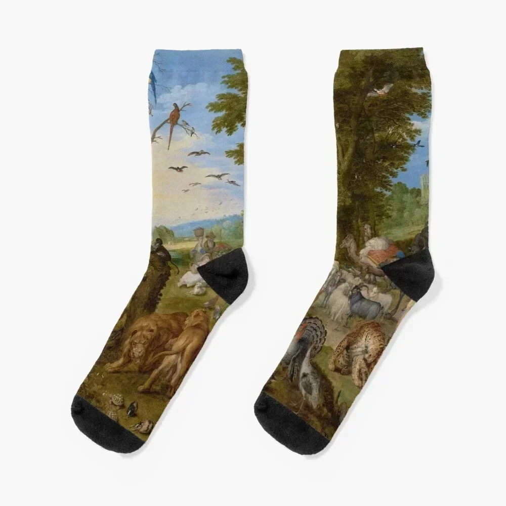 The Entry of the Animals into Noah's Ark - Jan Brueghel the Elder Socks Running crazy floral Socks Male Women's