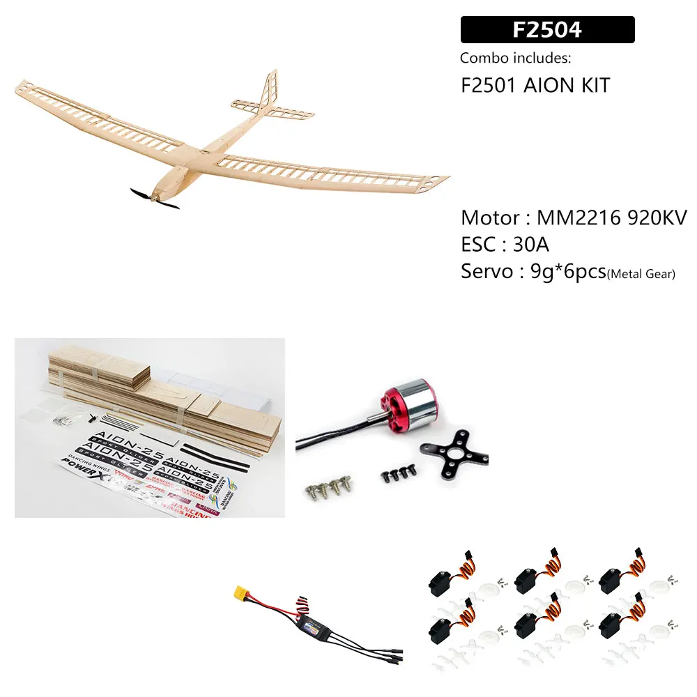 F25 AION-25 RC Zweefvliegtuig Kit 2500mm (98"), Lasergesneden Balsahout F3P Competitie Grootschalig Zeilvlak DIY Kit voor Volwassenen