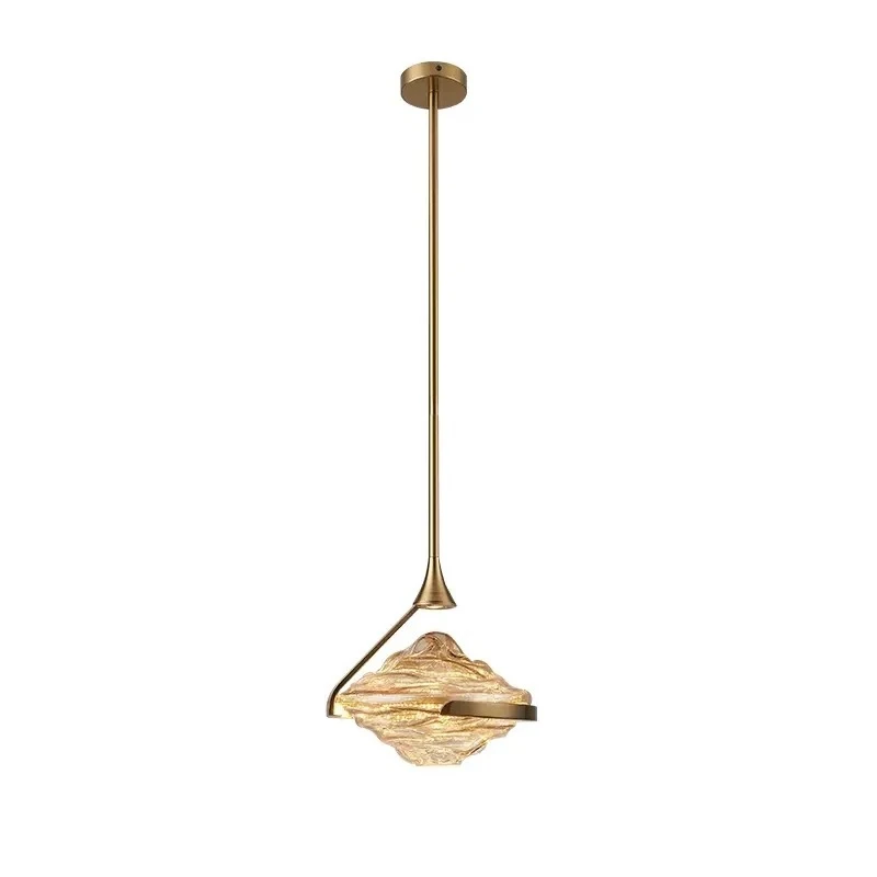 Amber Minimal Bedroom Glass Pendant Lamp Modern Simple Designer Artistic Creative Study Nordic Bedside Pendant Lamp Living Room