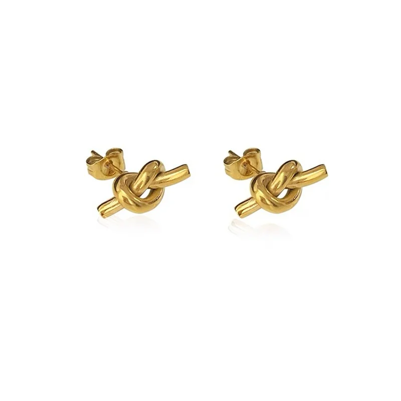 2023 Free Shipping 18K Gold Plated Stainless Steel Love Knot Stud Earrings For Women Nickle Free Jewelry For Sensitive Ears