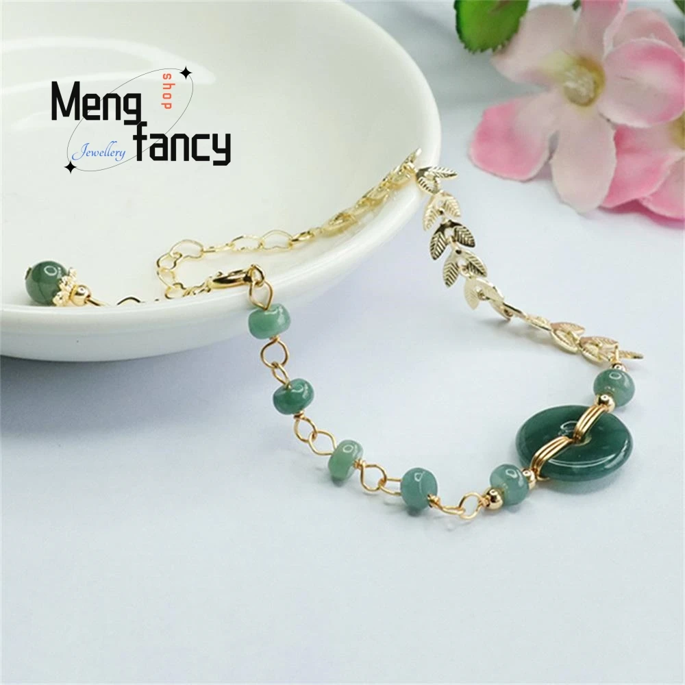 Natural Jadeite Bracelet Blue Water Peace Buckle Exquisite Elegant Simple High-grade Luxury Quality Fashion Jewelry Holiday Gift