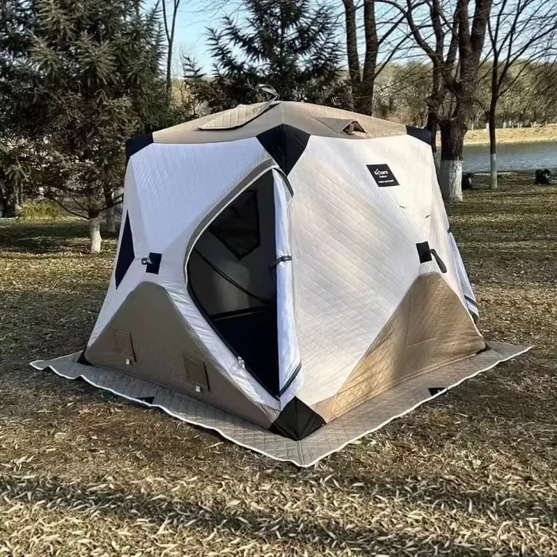 Insulated Four-Corner Cotton Tent for Winter Ice Fishing Cold-Resistant Thickened Portable Instant Setup Outdoor Shelter