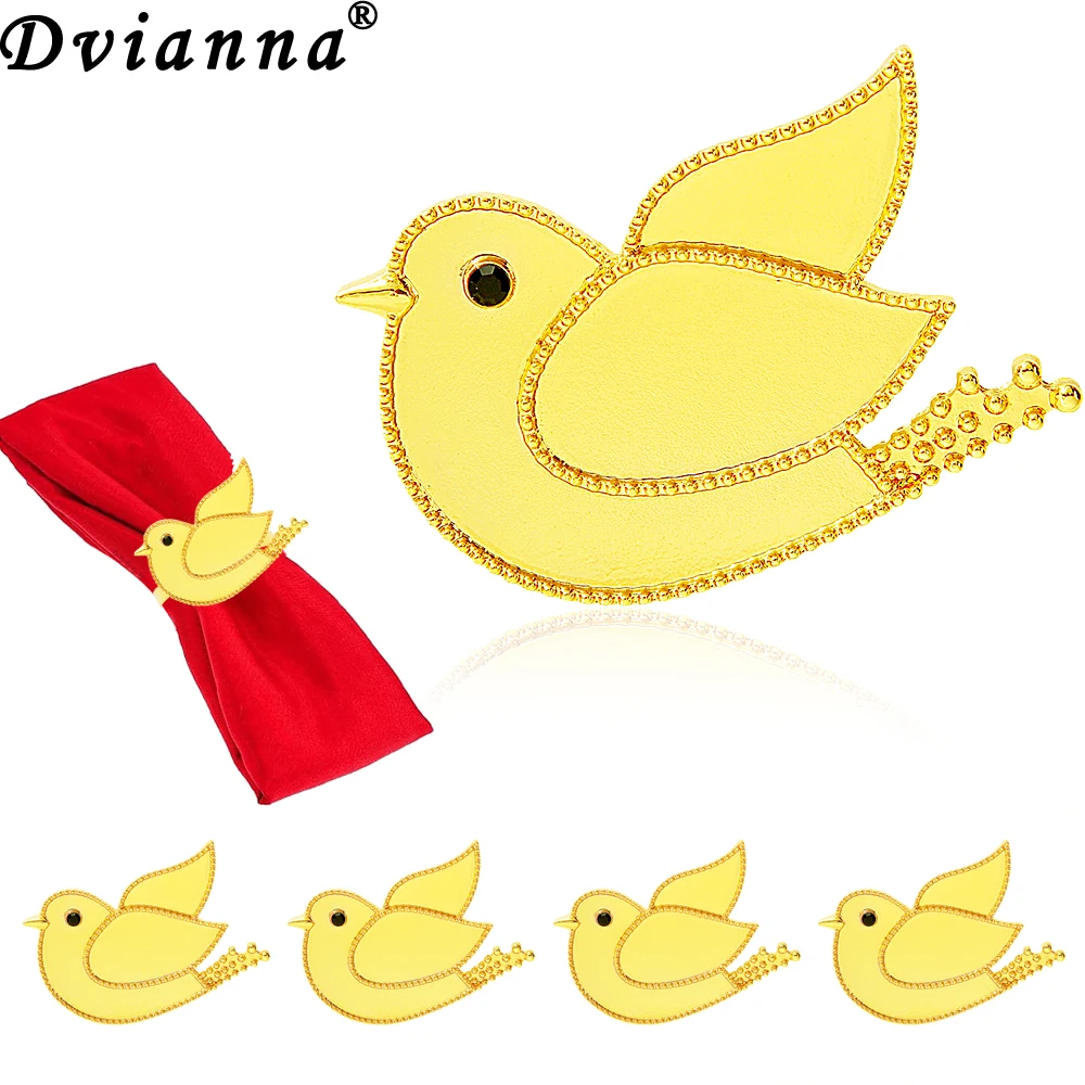 20Pcs Gold Peace Dove Napkin Rings Bird Napkin Rings Holder Metal Napkin Buckles for Wedding Party Home Easter Table Decoration