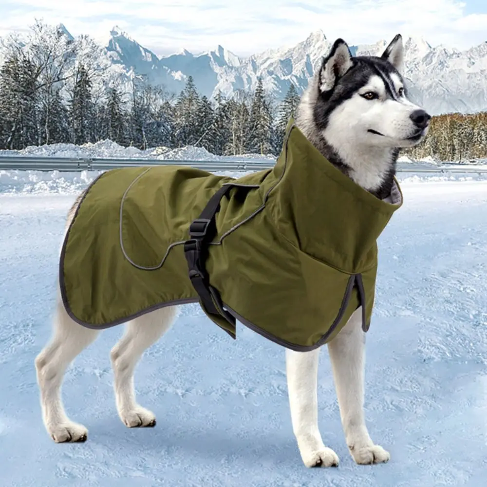 Waterproof Winter Big Dog Clothes Adjustable Reflective Strip Design Dog Vest Jacket Thickened Pet Dog Coat Pet Supplies