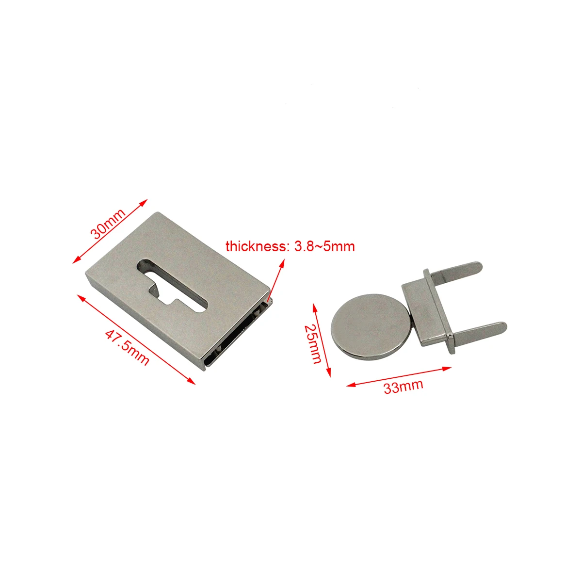 1x Metal Rectangle Push Lock Turn Lock Bag Briefcase Spring Lock Snap Decorative Clasps Closure Leather Craft Hardware Accessory