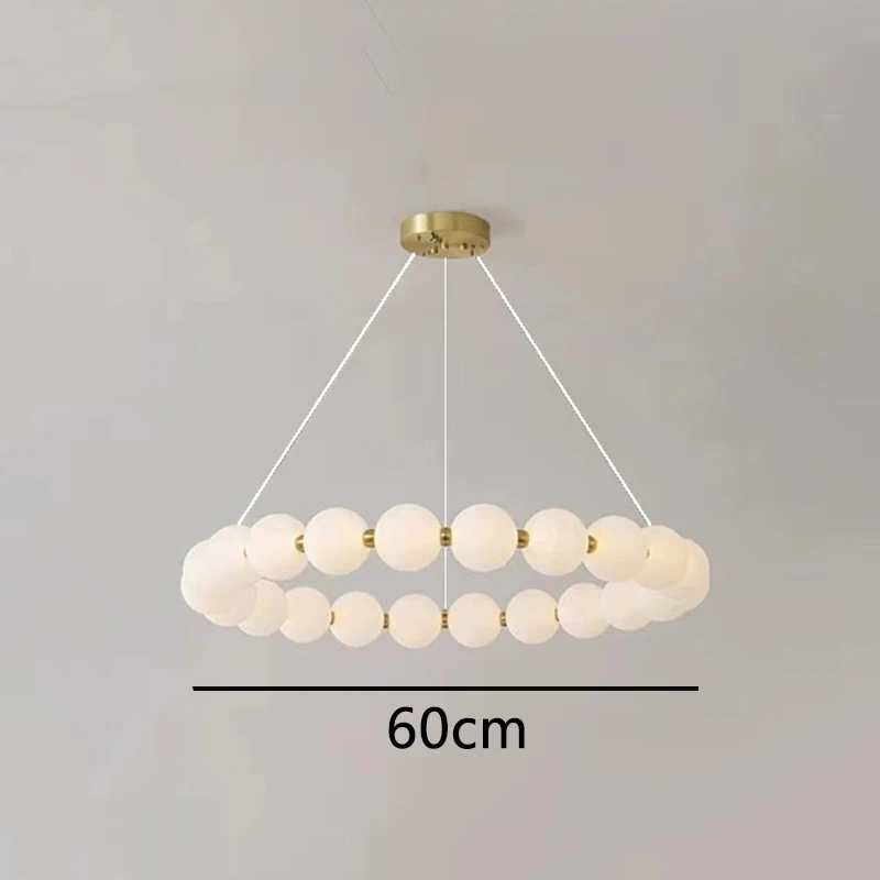 Modern LED Lighting Milk White Ball Pearl Necklace Pendant Lights Living Room and Bedroom Decorative Lighting Fixtures