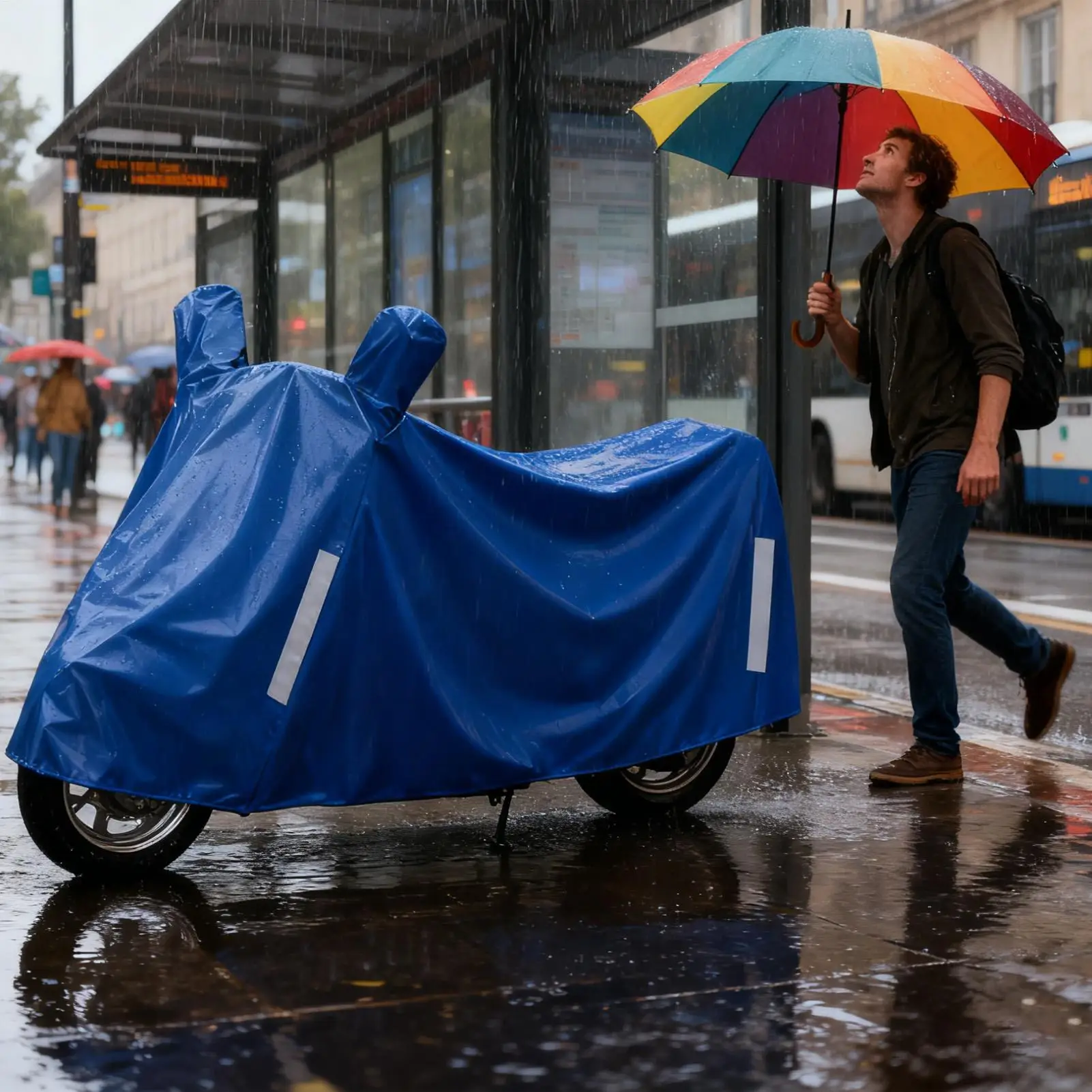 

Motorcycle Covers UV Protection All-Weather Outdoor Motorcycle Storage Rain Cover For Scooter Electric Vehicle Winter Garage