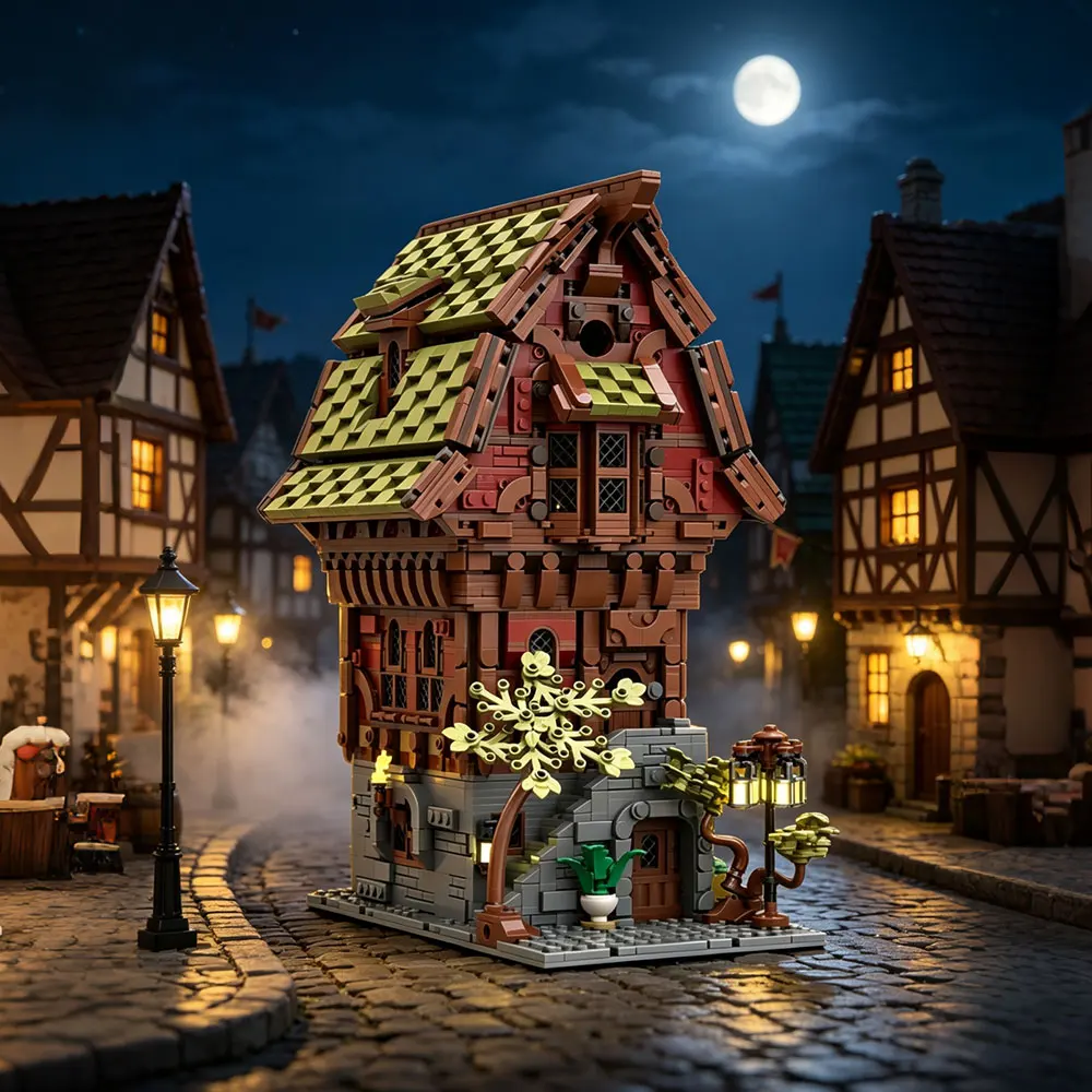 Medieval Tailor House Building Blocks Kit Modular Old Town Cottage Family DIY Home Decor Brick Toy for Adult Gift