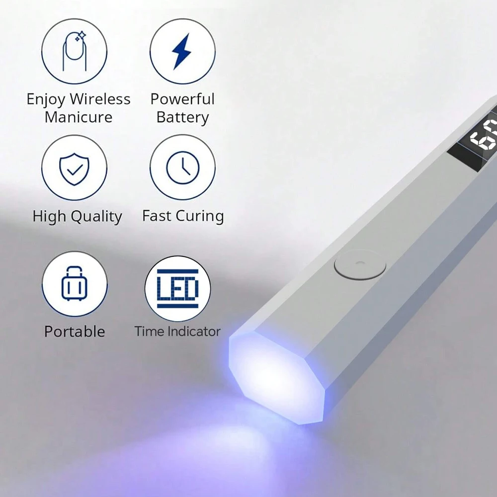 Miniküre Handheld UV-Licht für Gelnägel Tragbare UV-Nagellampe Wiederaufladbare LED-Nagellampe für Nägel Kunst Schreibtischständer