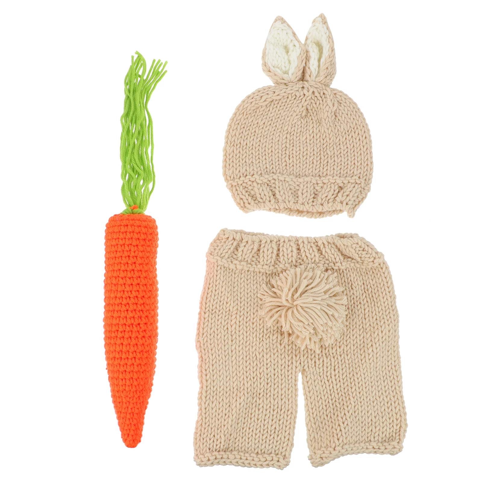 

1 set Children Photography Clothing Set Newborn Props Baby Bonnet Knitted Hat Woolen Toddler Outfit Photo Easter Carrot Costume