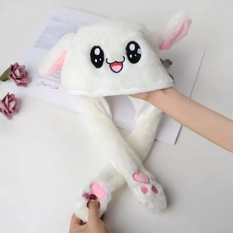 

Kawaii Rabbit Scarf Parent-child Plush Ear Moving Hat Cartoon Light Hat Long Ear Cartoon Hat Winter Cold Warm Moving Ears Scarf