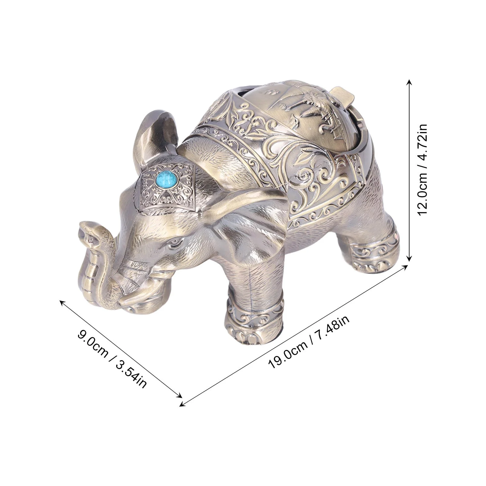 Cigar Ashtray Vintage Elephant Wind Proof Embossed Design Durable Metal Nonslip Stable Exquisite Elephant Ashtray