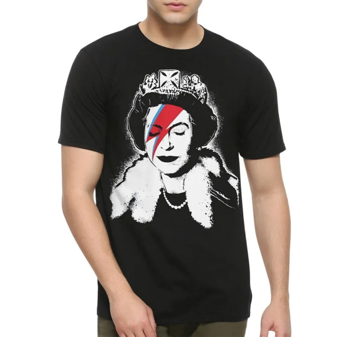 Camiseta con diseño de la reina Isabel II de Banksy, camiseta deportiva de algodón puro a la moda de verano para hombre, ropa para niños, camiseta Y2k para mujer