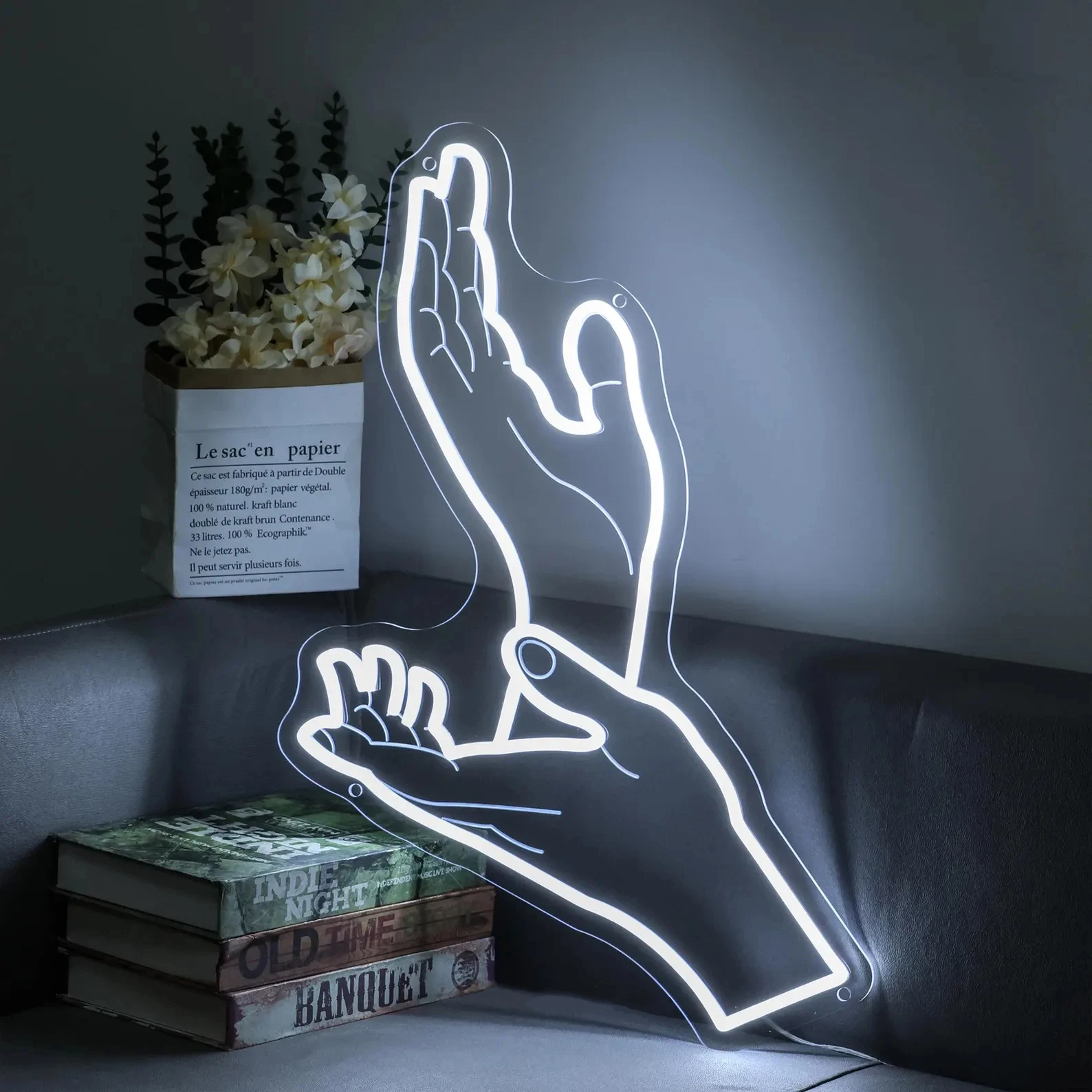 

Meanwhile Hands Neon Sign, Twin Peaks Inspired Led Neon Light, Gift For Sci-Fi Fans, Bedroom Wall Art Decor Home Interior Decor