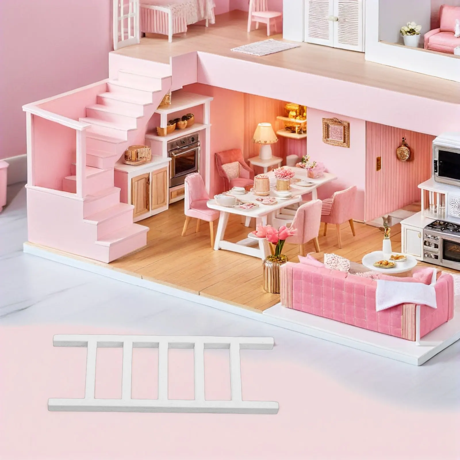 2Pcs Mini Wooden Ladder 3.93x1.57 Inch Dollhouse Accessories Furniture Mini Step Ladder Ornament for Miniature Garden Craft