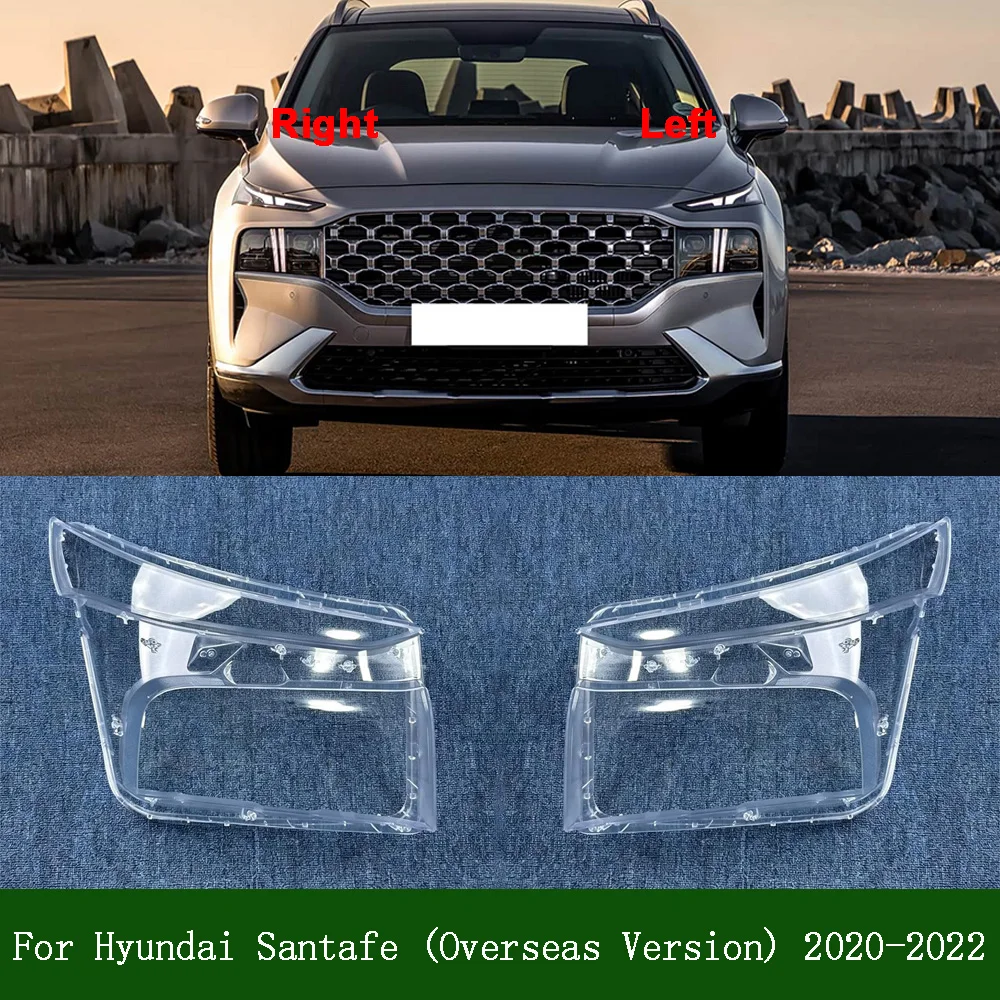Headlight Cover Replacement Front Car Light Auto Shell Lampcover Lampshade For Hyundai 2020 2021 2022 Santafe (Overseas Version)