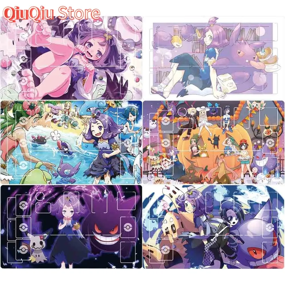 

Коврик для карт Pokemon Ptcg Lillie Acerola Gengar Mimikyu, специальная игровая карта, битва, дуэль, доска, коврик для карт с персонажами аниме