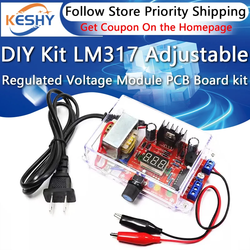 

DIY Kit LM317 Adjustable Regulated Voltage 110V 220V to 1.25V-12.5V Step-down Power Supply Module PCB Board Electronic kits