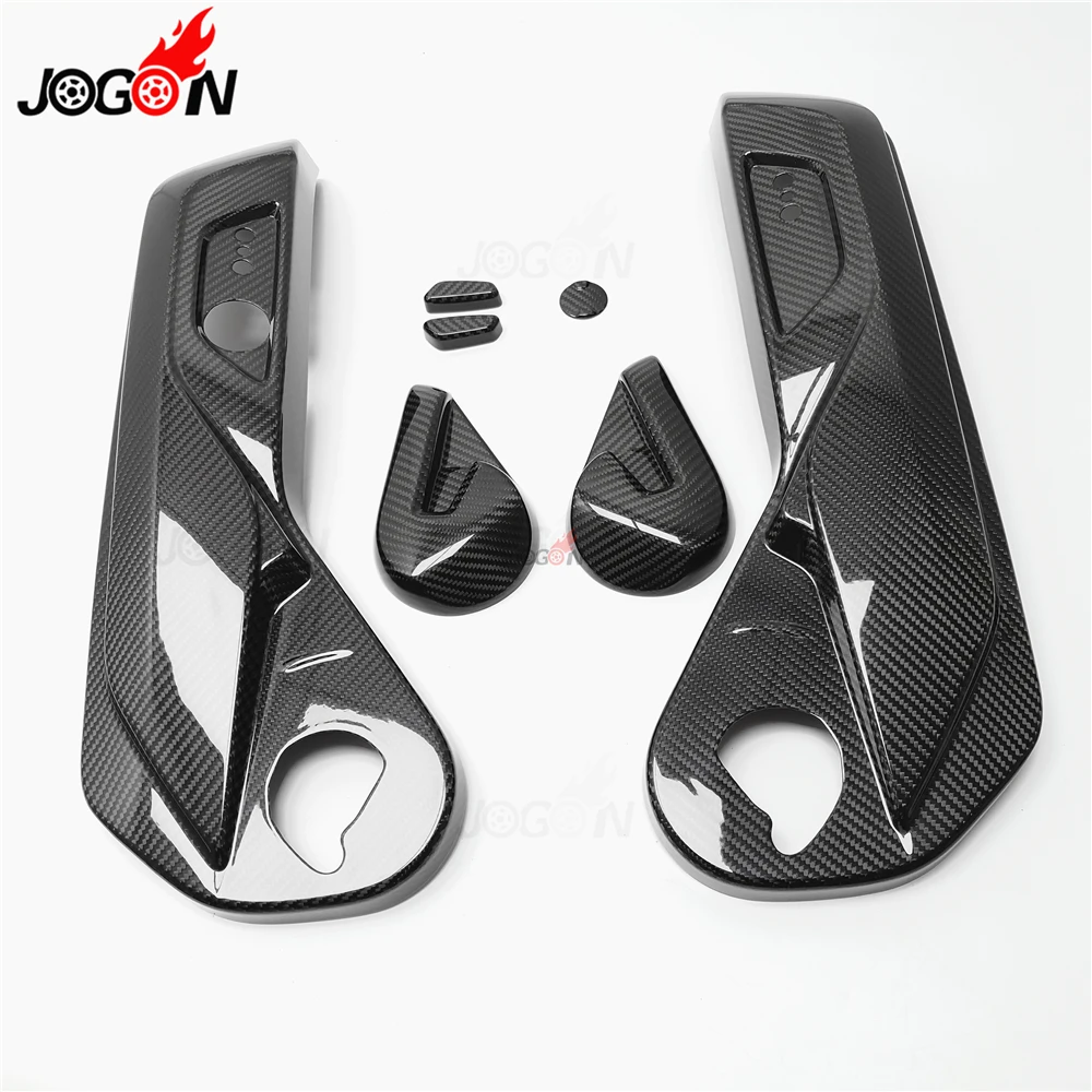7pcs Car Front Seat Adjustment Button Switch Frame Cover Trim for Ford Mustang GT350 GT500 Coupe 2015- 2020 Real Carbon Fiber