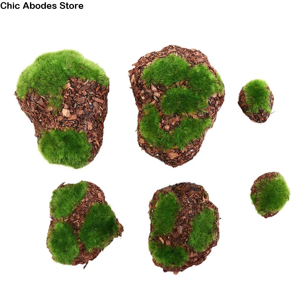 

Miniature Green Artificial Plant DIY For Vase Glass Cylinder Moss Fake Stone Foam Moss Stone Rock Micro Landscap