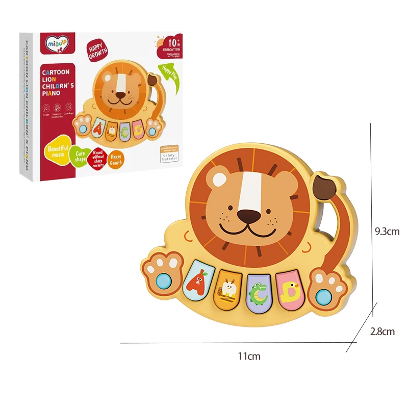 Animal dos desenhos animados Lion Shape Music Box, Instrumento do bebê, Kid, Piano, Jogo de teclado, Eletrônico, Brinquedo Multifuncional, Brinquedos Educativos, Presente