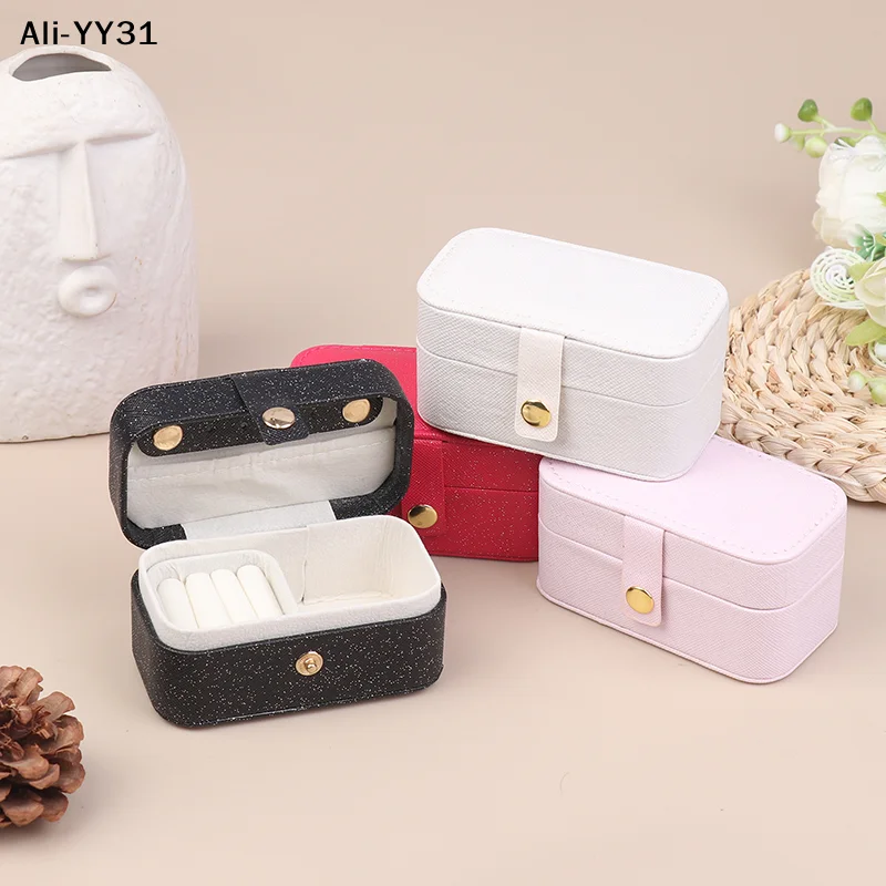 

【Y1】Portable PU Travel Ladies Jewelry Box Simple Ring Necklace Earrings Storage Minimalist Style Daily Travel Storage Box
