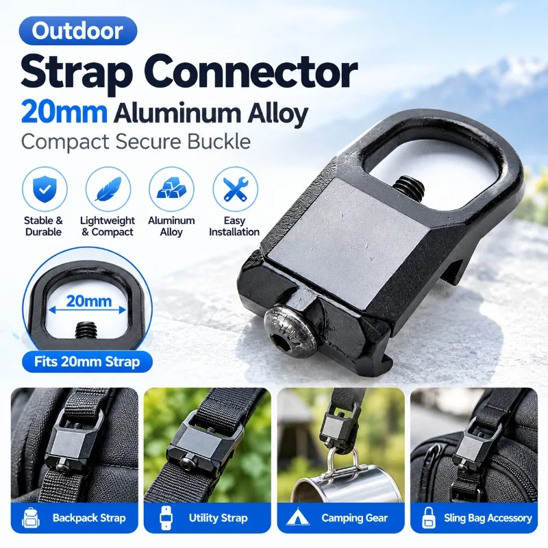 20mm Aluminum Alloy Strap Buckle, Outdoor Webbing Fastening Ring, Strap Loop