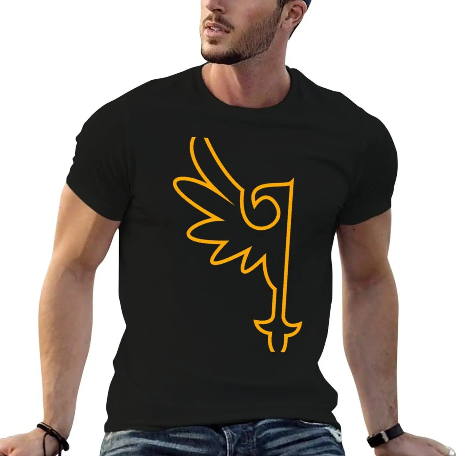 

Golden One-Winged Eagle T-Shirt t shirts for man graphic funny cotton tshirt 100% t shirts for man pack white T-shirt