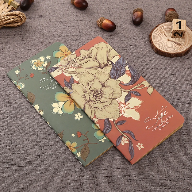 Beautiful Flower Notebooks 24-page Blank Kraft Paper Notepads Student Teacher Stationery Back To School