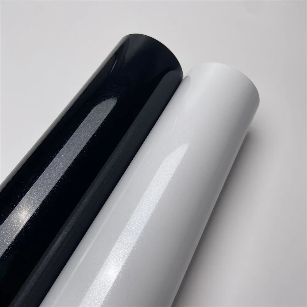 Premium Bright Sparkle Gloss Metallic Schwarz Weiß Auto Vinyl Wrap Film Aufkleber Wasserdicht Fahrzeug Motorrad Fahrrad Dekoration