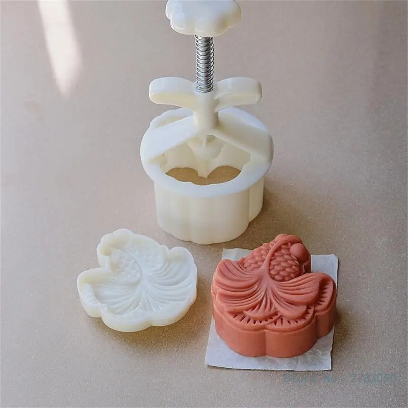 Cookie Stamps Peach Flower Moon Cake Molds Hand Pressure Moon Cake Maker Baking Tool for Mid-Autumn Festival