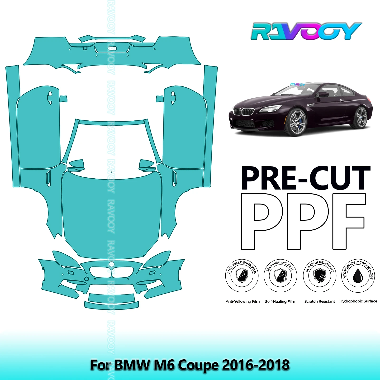 

Front Kit+Doors+Rear Bumper Clear Bra Precut PPF Paint Protection Film For BMW M6 Coupe 2016-2018