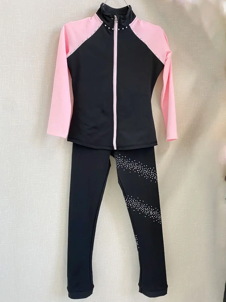 Children's velvet figure skating clothing thickeneded ice training pants top autumn and winter girls adult performance clothing