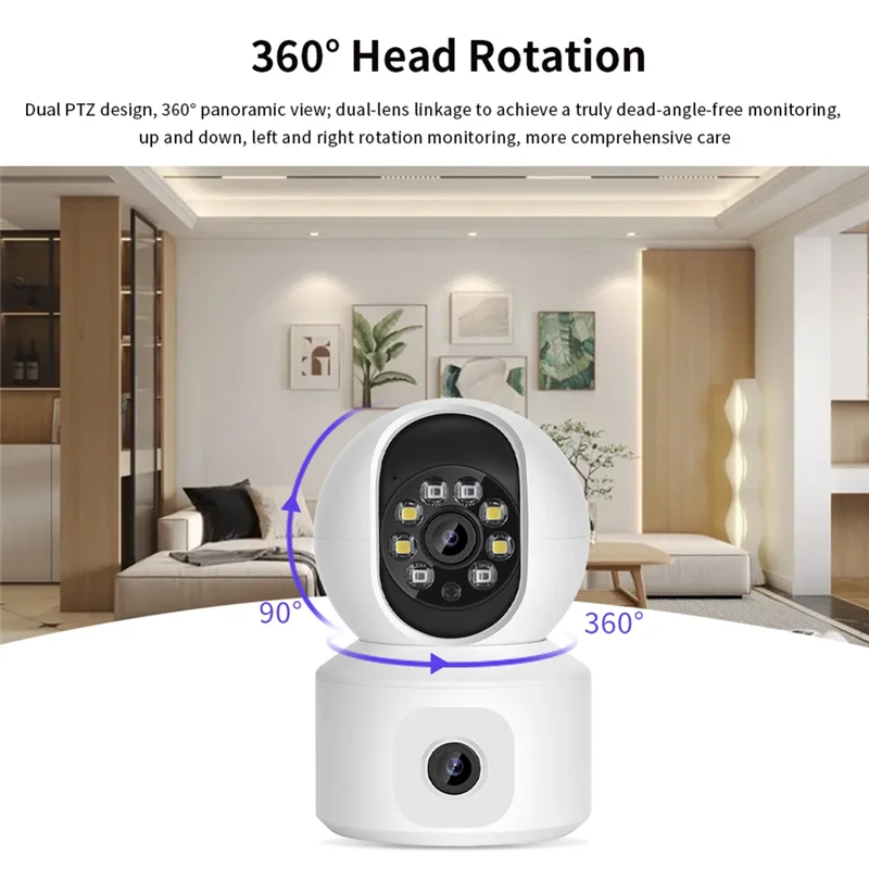 B90B-8MP Dual Lens Wifi IP Camera For Smart Homes, Enhanced Baby Monitor With Color Night Vision And Automatic Human Tracking
