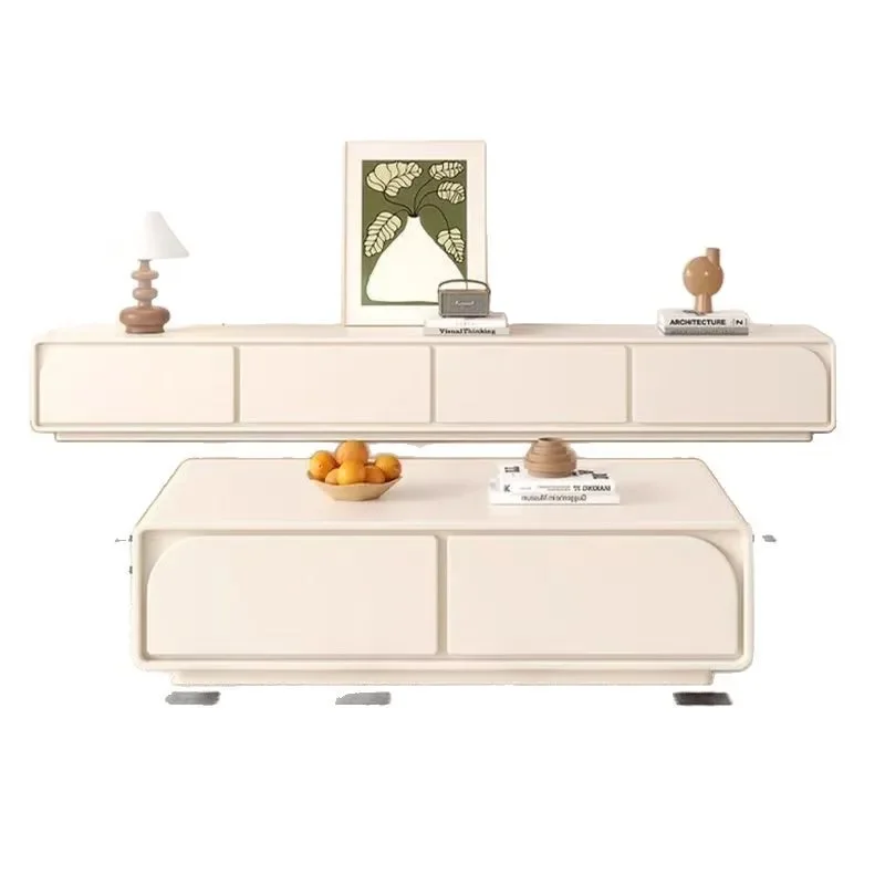 Solid Wood TV Cabinet Floor to Ceiling Coffee Table Combo Simple Italian Style Small Apartment Router Storage Eco Friendly