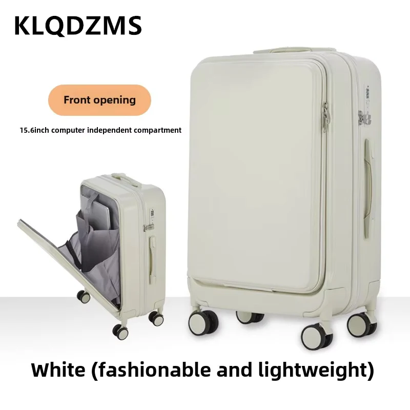 

KLQDZMS 20"22"24"26Inch USB Charging Luggage Front Opening Laptop Boarding Case Multifunctional Trolley Case Rolling Suitcase