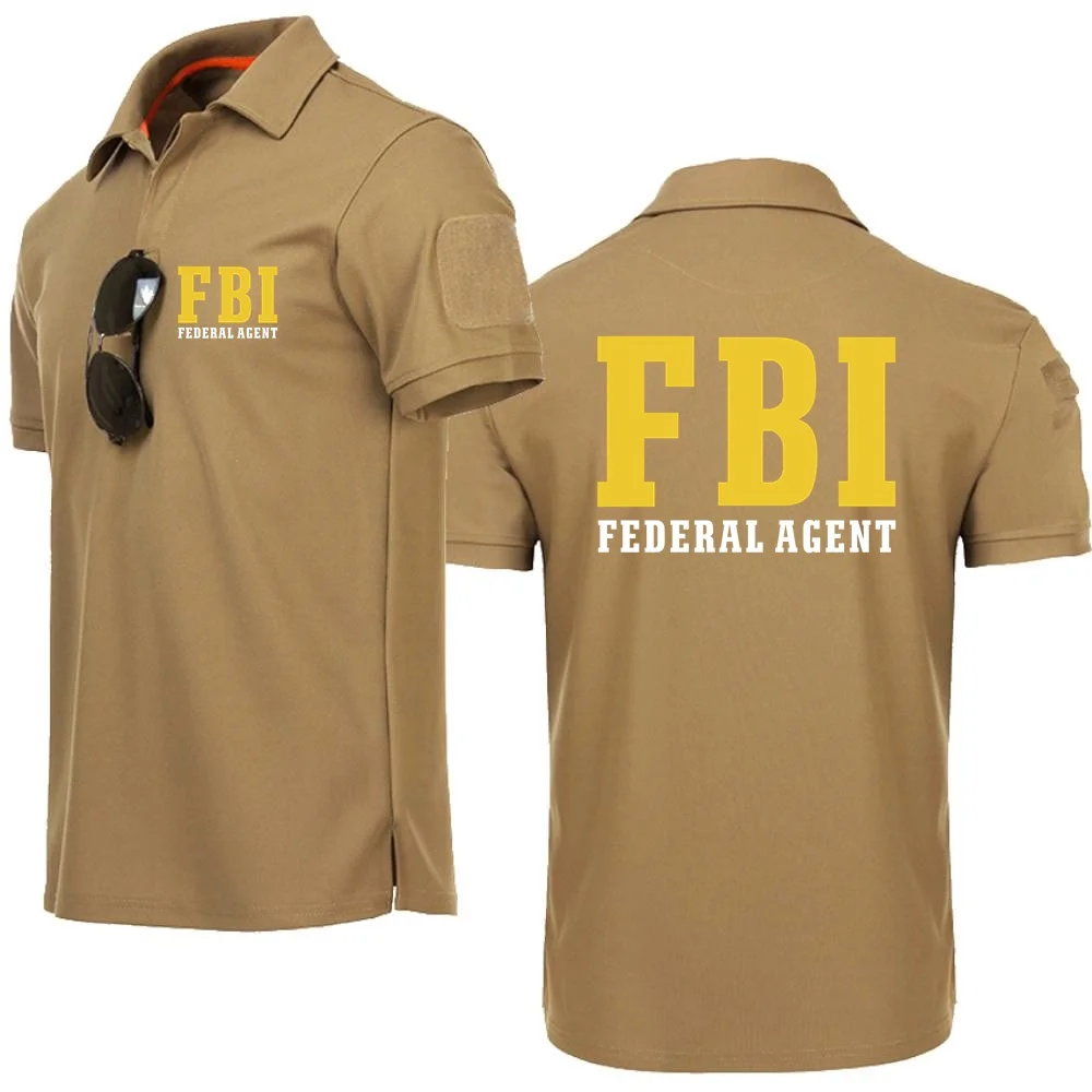 Męskie koszulki polo Moda Stylowe koszulki Koszulki Agent FBI Służba Tajna Policja CIA Personel Koszulka Mężczyźni POLO Odzież sportowa Krótki rękaw