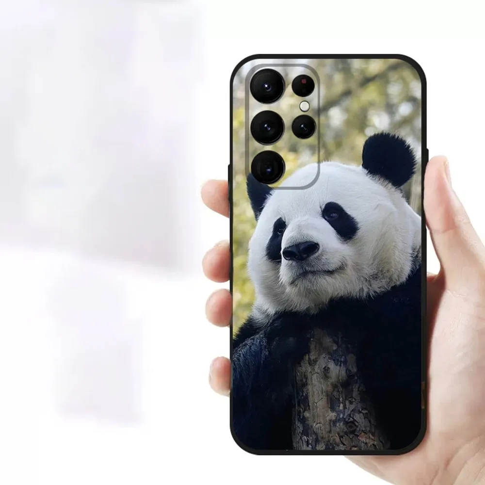 fubao panda Phone Case For Samsung S23,23,22,30,21,10,9,Note20 Ultra,Lite,Ultra,5G,Plus,FE,Black Soft Case