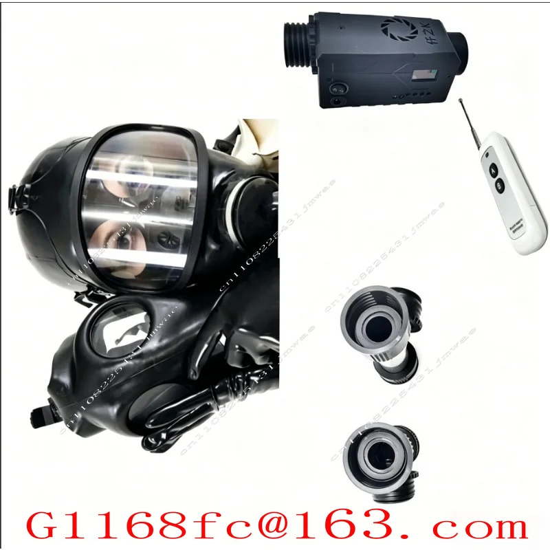 Silver Plated Curved Gas Mask Set, Negative Pressure Bottle Breathing Bag Set, Large Field of View Full Face Mask