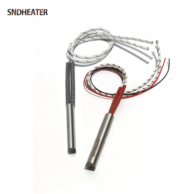 SNDHEATER Cartridge Heater Rod with K Thermocouple 6x100-200mm 304SS Straight Heating Tubes 200-400W for Molding Machine 5pcs