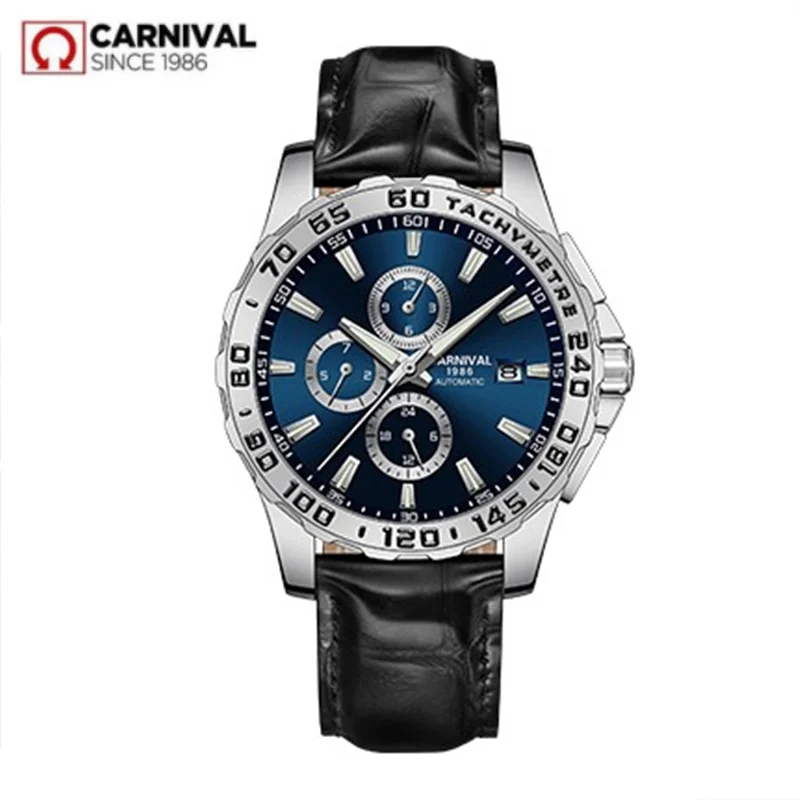 

Switzerland Carnival Automatic Men Watch Luxury Brand Mechanical Watches Men Leather Strap Waterproof Reloj Hombre Montre Homme