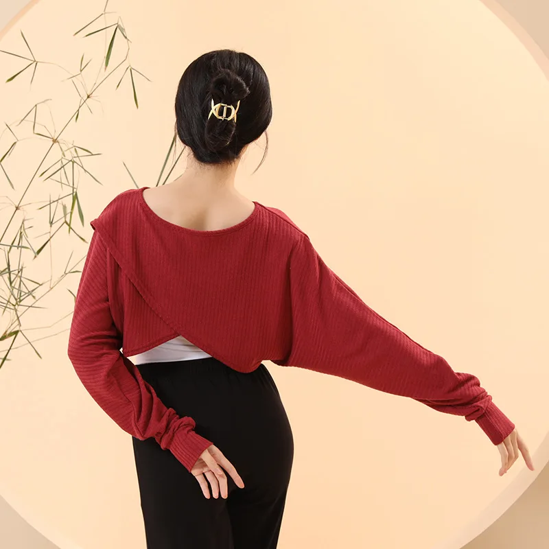 Warmth Women T shirt Dance Wear Modern Dance Practice O-neck Long Sleeve Dance Top Spring Autumn Dancewear Training Tops