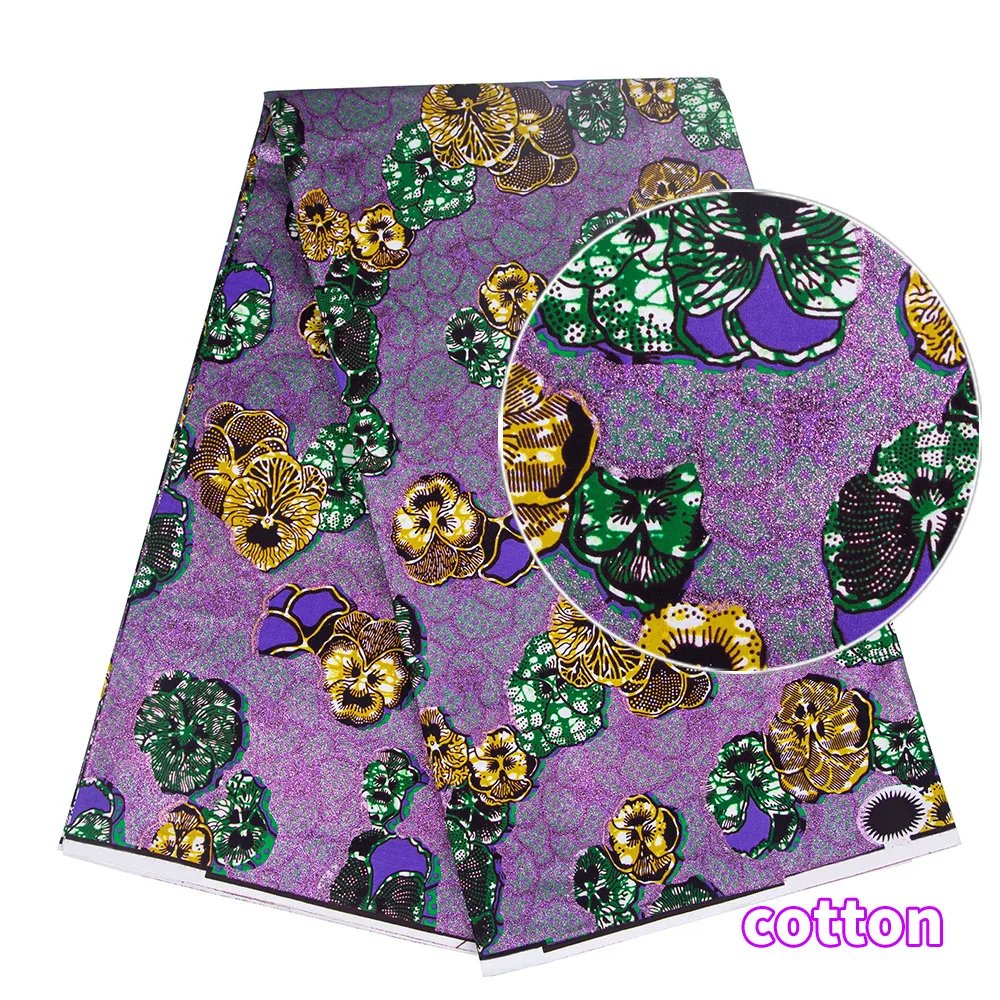 African Wax Print Fabric – 100% Cotton Ankara with Gold Foil Shimmer, 6 Yards/Roll, for Dresses, Headwraps & Fashion Garments - view 5