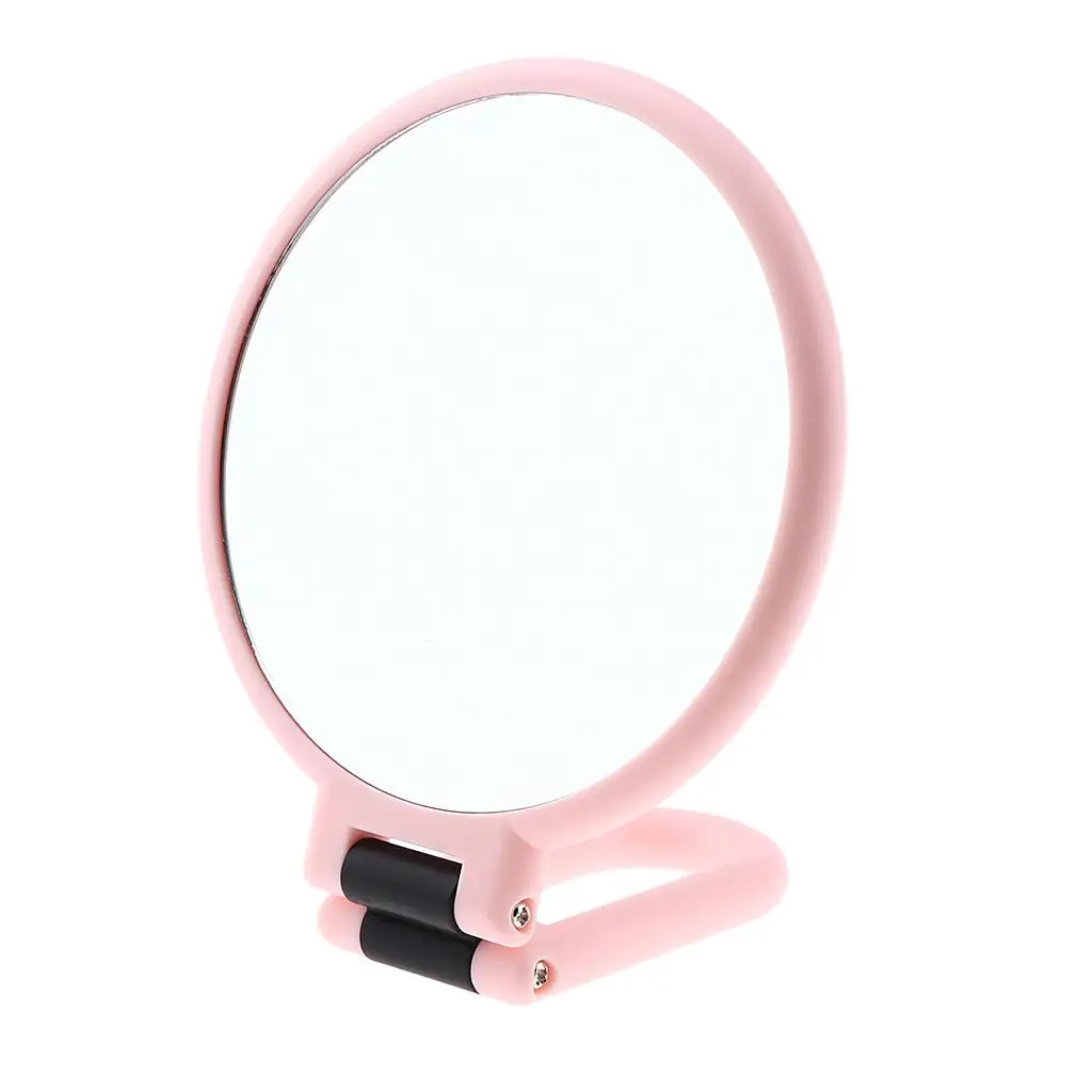 Dubbelzijdige opvouwbare draagbare make-up cosmetische spiegels met handvat/standaard