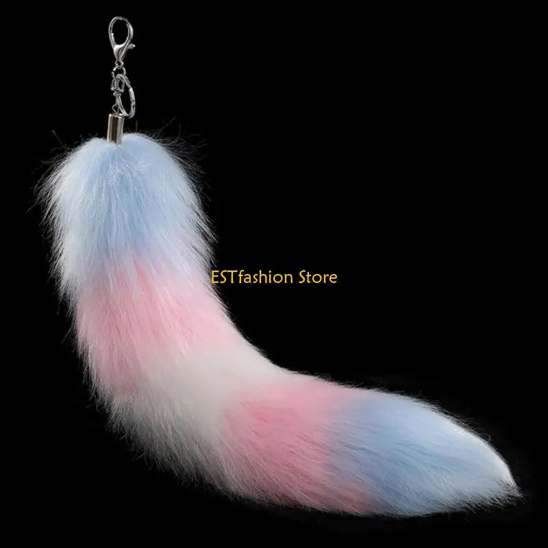 

Y5GC Foxes Tail Keychain Soft Furry Animal Tail Bag Keychain Handbag Hook Pendant Charm Hangings Keyring Gifts for Women