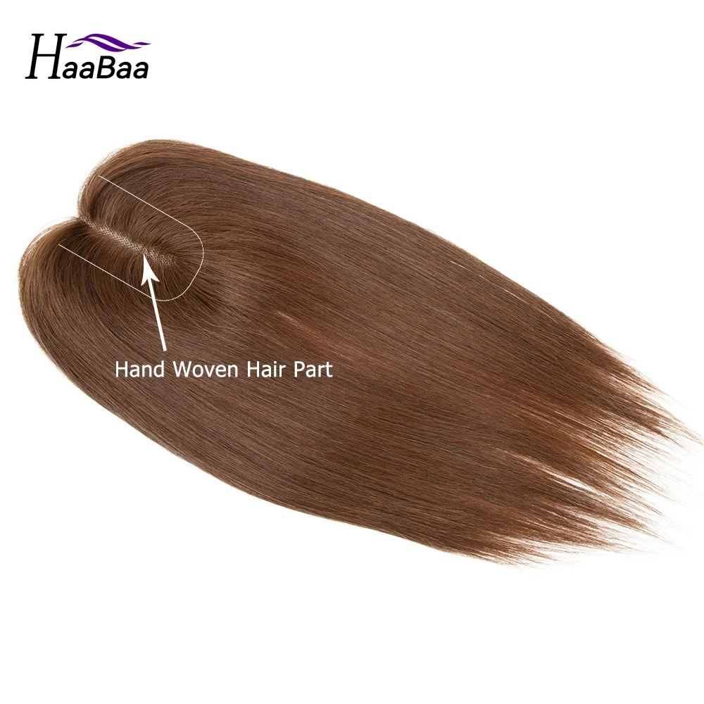 Human Hair Topper Wig 10" 14" 18" For Women 13X13 Lace Middle Part No Bangs T Part Clip In Hair Toupee Remy Natural Hair Piece