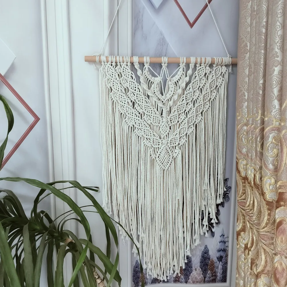 Leaves Pattern Macrame Wall Hanging Kit Hand Woven Macrame Tapestry Making Materials DIY Home Decorations Idea With PDF Tutorial
